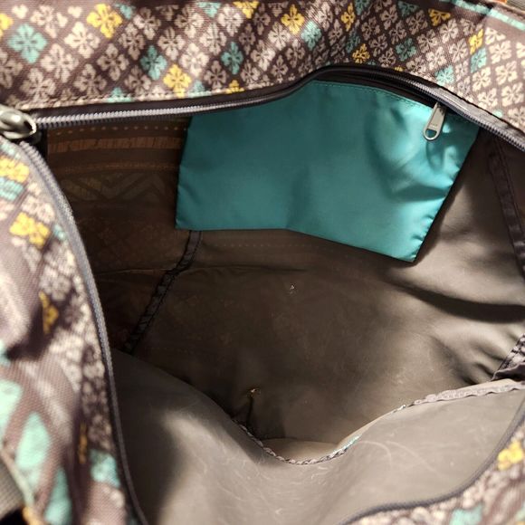 Dakine Layla Tote Bag Green Gray Print Zippered Closure Large 15" X 15" - Picture 6 of 6